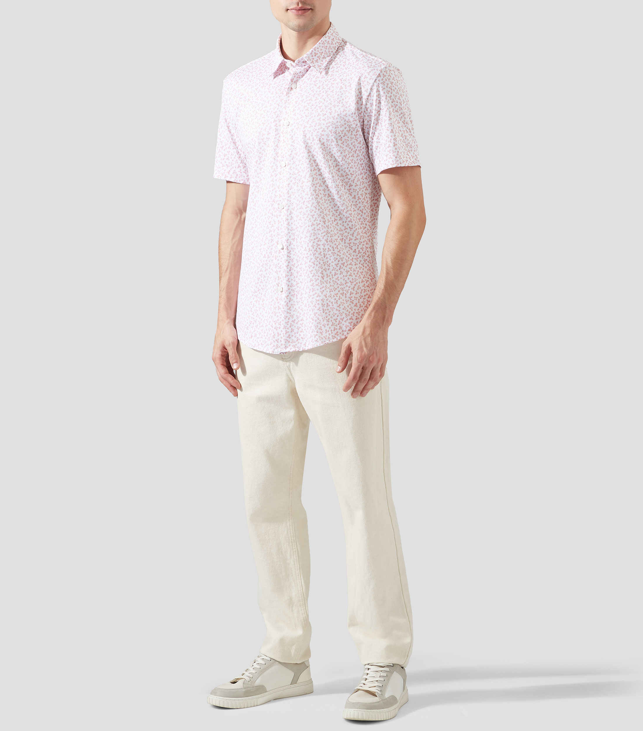 Camisa slim fit en punto de algodón estampado Hombre